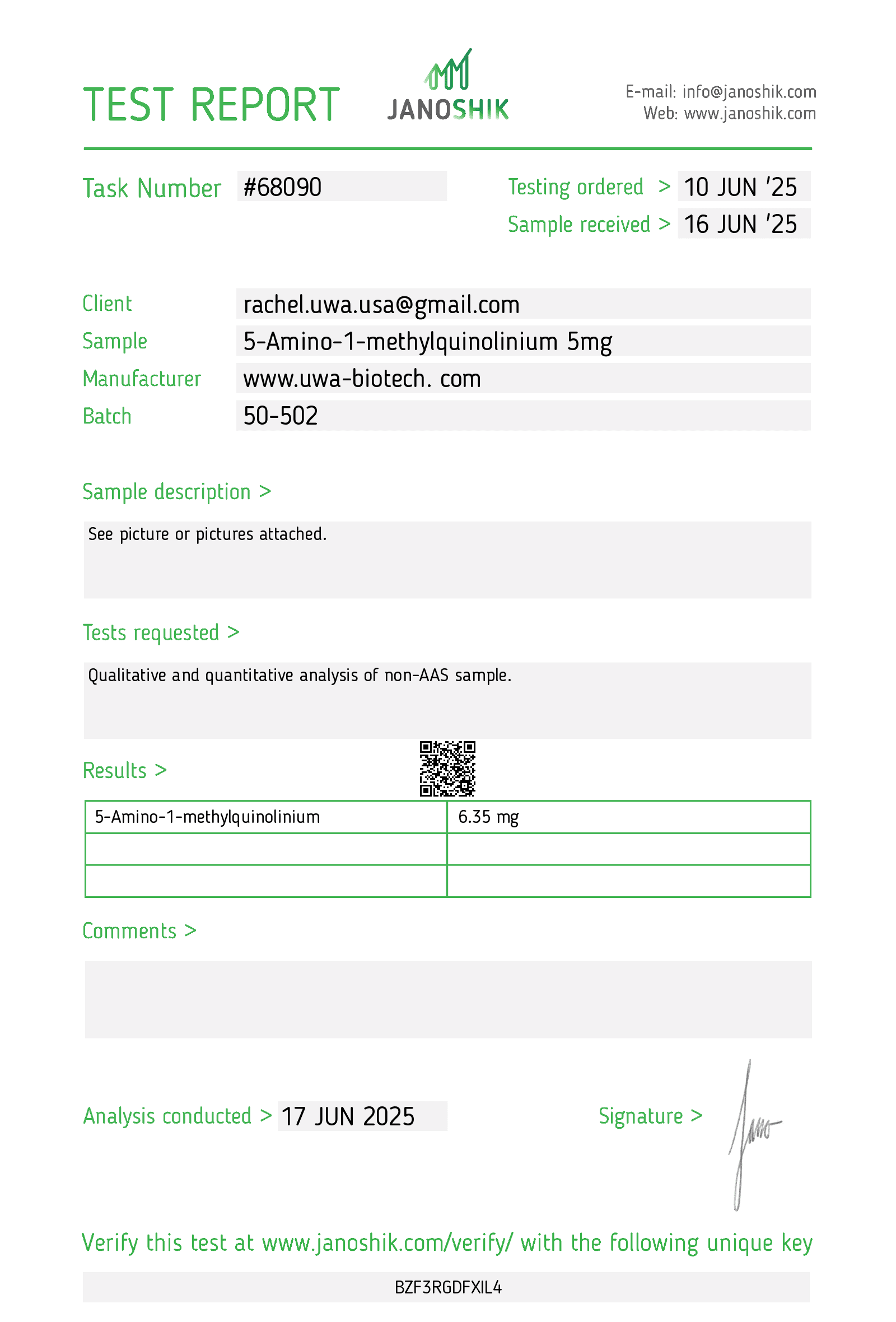 5-Amino-1MQ report #68090
