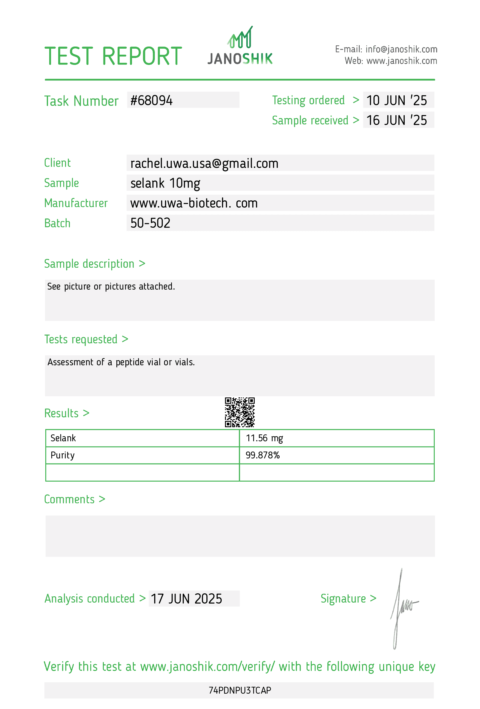 Selank report #68094