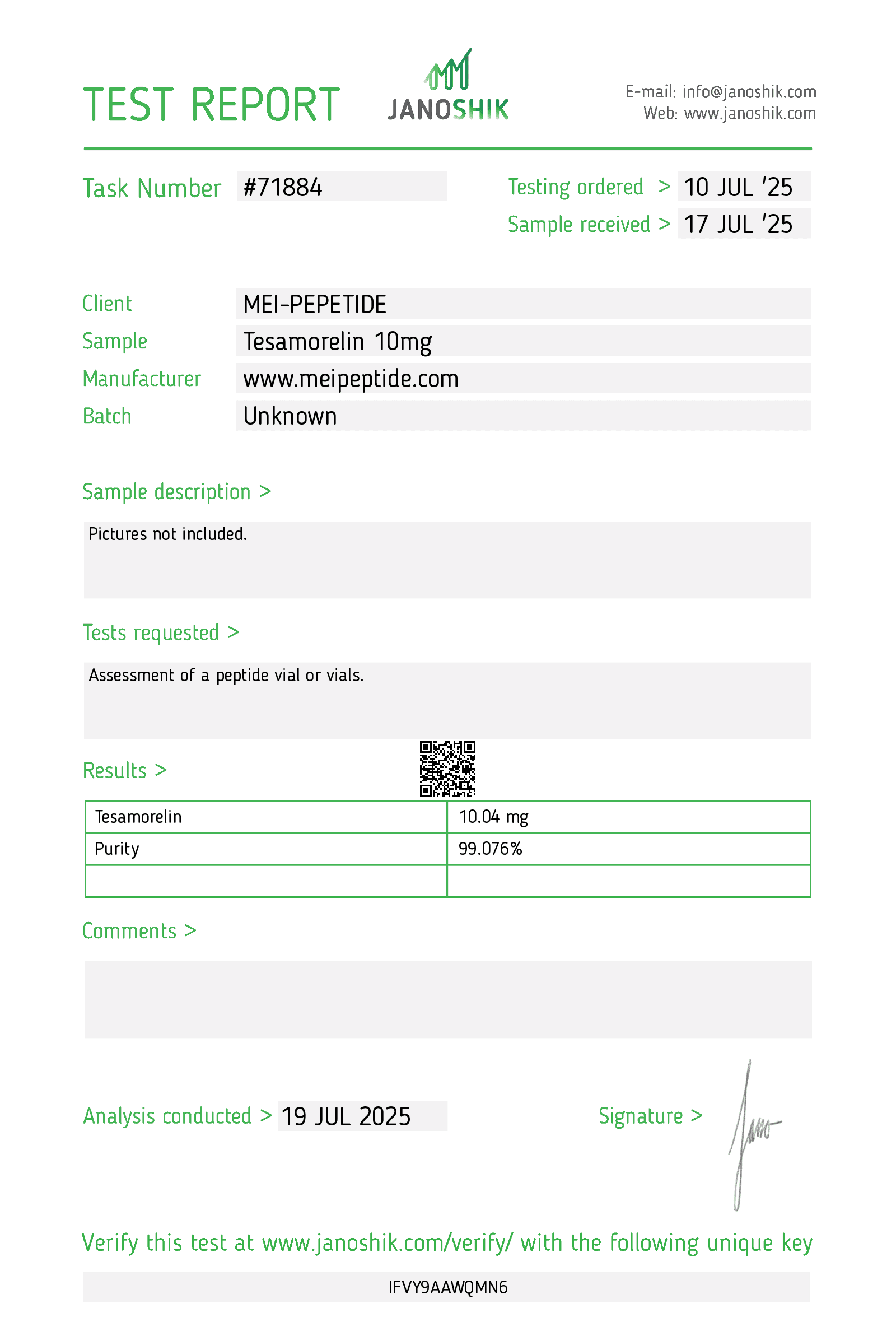 Tesamorelin report #71884