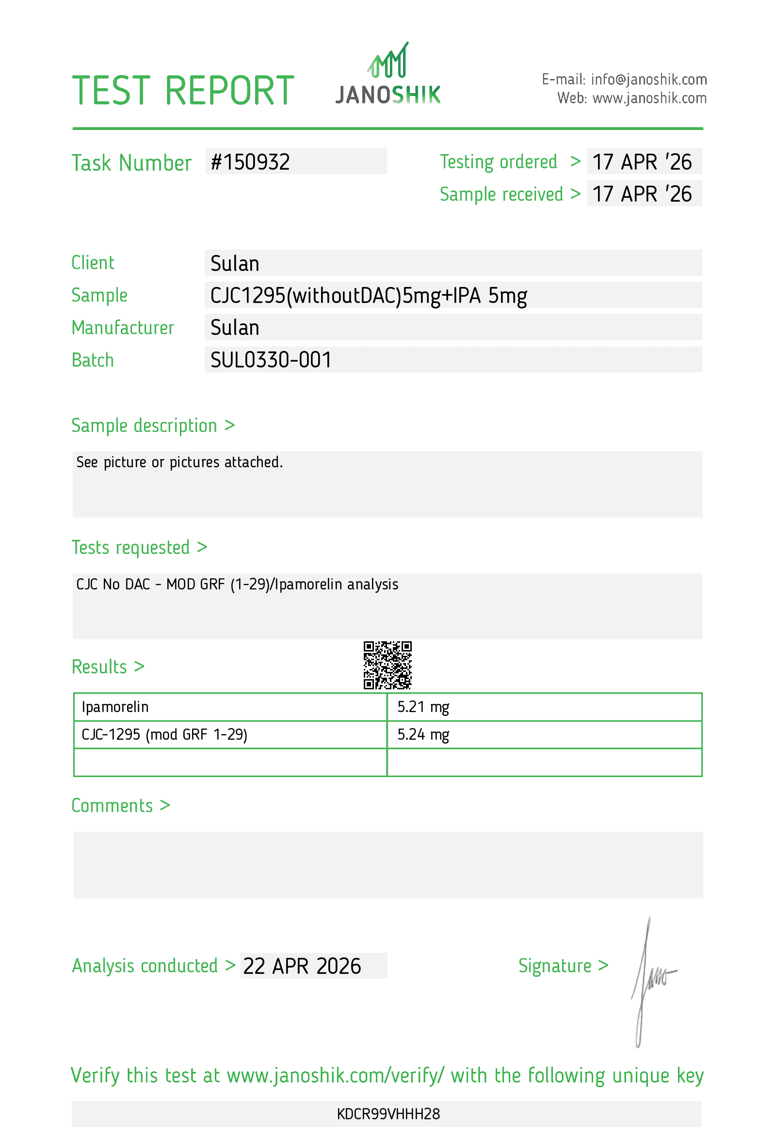 CJC-1295 no DAC + Ipamorelin report #150932